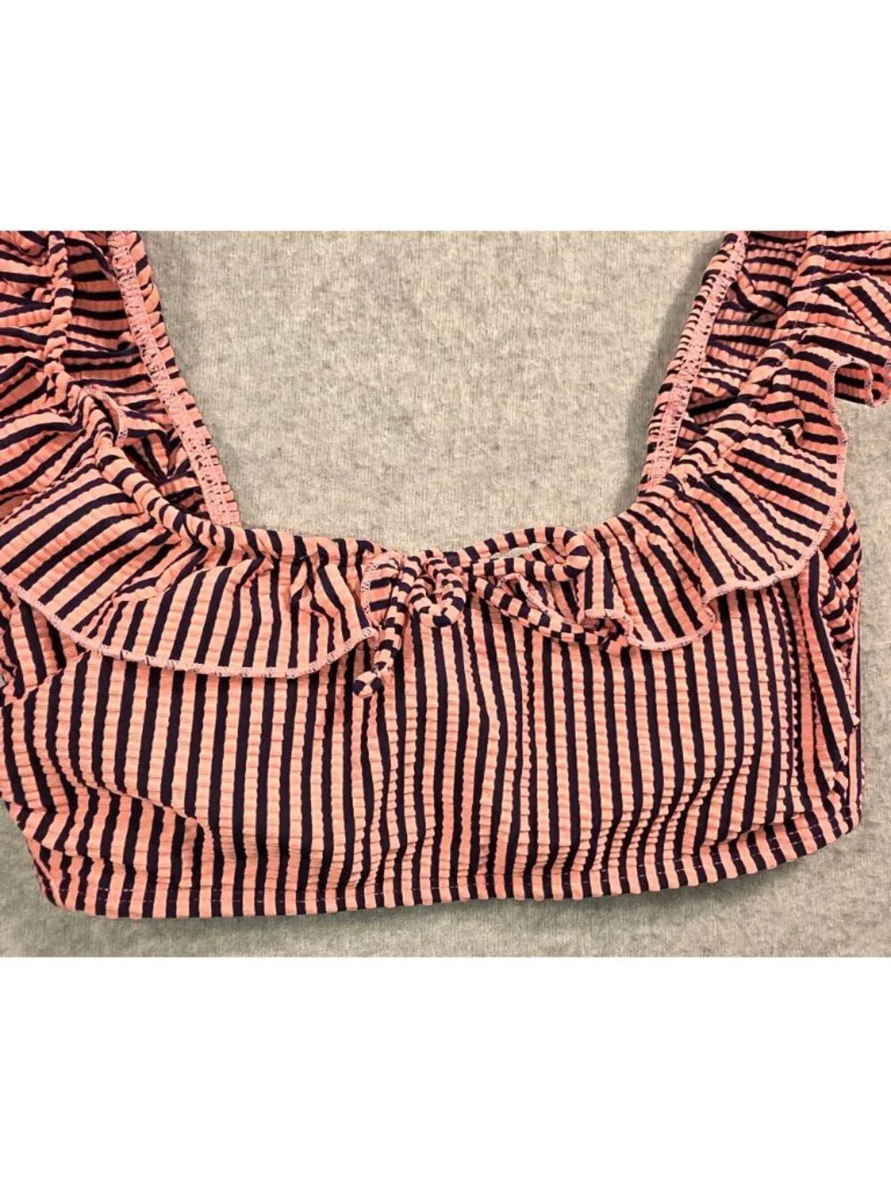 New Xhilaration Girls XS Pink with Strips Bikini Top